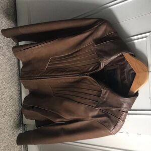 Rich Chocolate Brown Leather Jacket with Classic Design